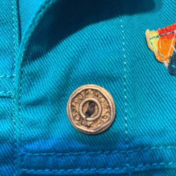 Chico's Blue Jean Jacket with Embroidered Floral Design - Picture 5 of 5